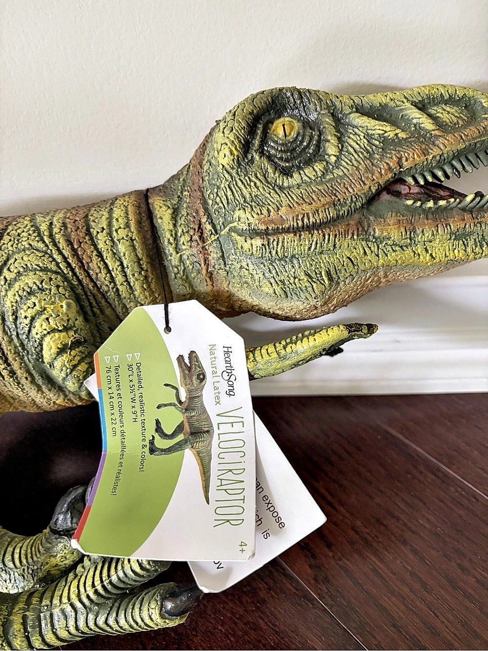 HearthSong Natural Latex Velociraptor Plush Dinosaur